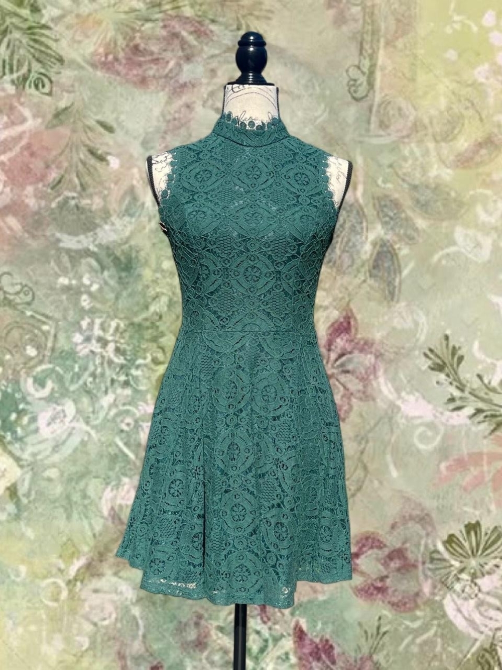 >City Triangles< Lace High-Neck Fit & Flare Mini Dress